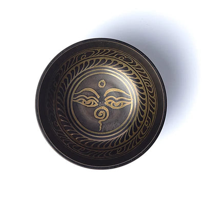 Μεταλλικό Singing Bowl με διακοσμημένο Om Mani Pad Me Hum Μέγεθος 15 x 7 cm Βάρος 800 g - mykarma.gr