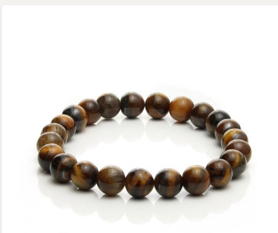 Βραχιόλι ελαστικό -Μάτι Τίγρης(Tiger Eye) Χάντρες 0,7 cm - mykarma.gr