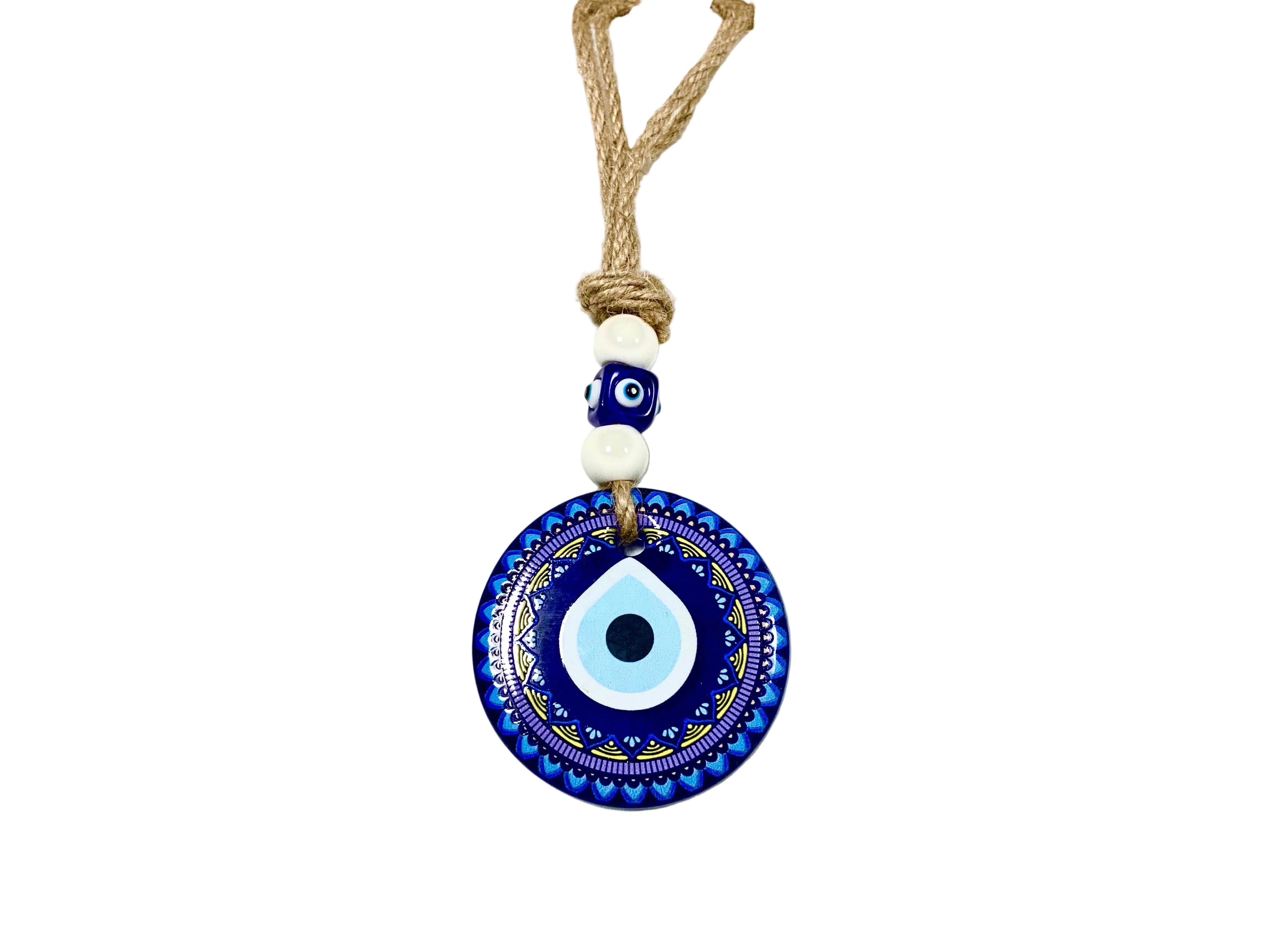 Κρεμαστά Τοίχου - Γυάλινο Φυλαχτό Ματάκι για προστασία από το κακό μάτι Διάμετρος: 6 cm - mykarma.gr