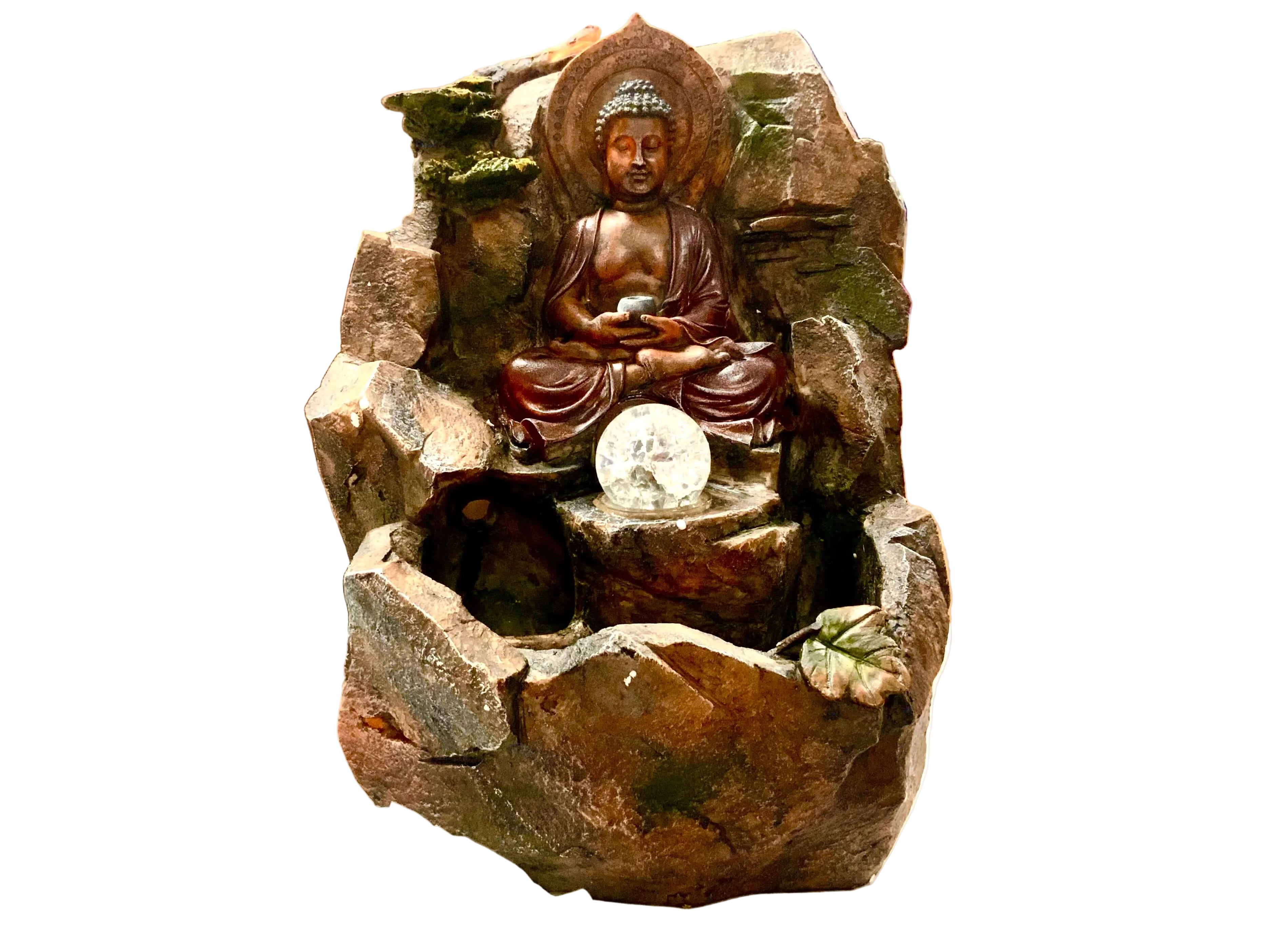 Σιντριβάνι «Buddha» με μπάλα & φωτάκι LED Διαστάσεις: 40 x 22 cm - mykarma.gr