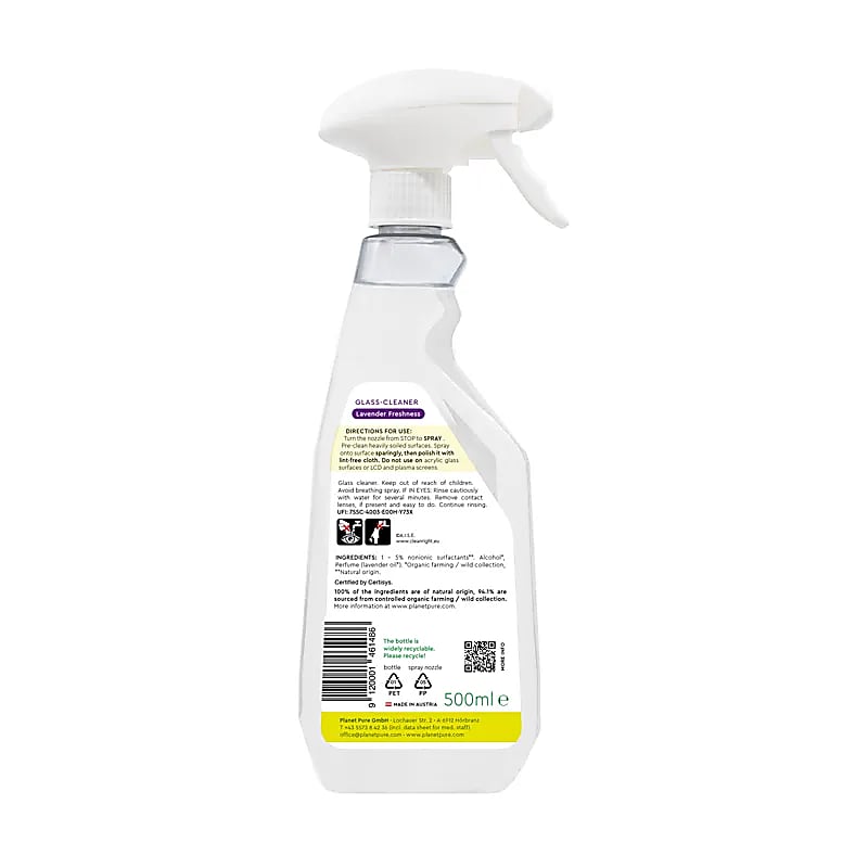 Bio Planet Pure - Οργανικό Καθαριστικό για τζάμια - Λεβάντα (Lavender) - 500ml - mykarma.gr