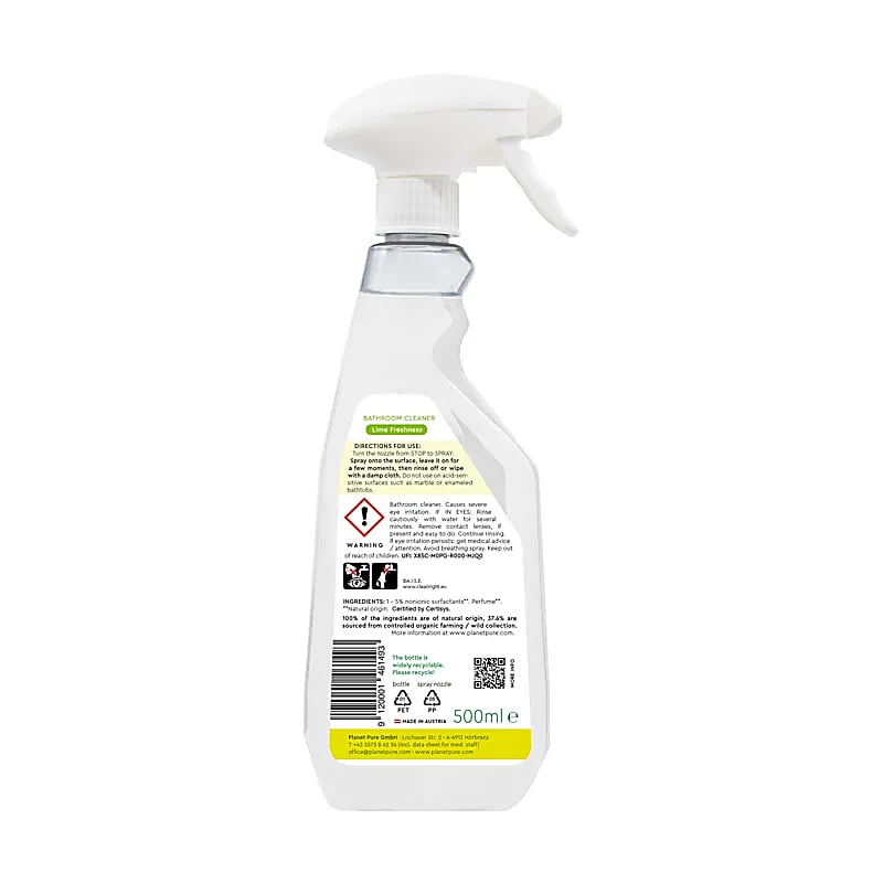 Bio Planet Pure-Οργανικό Καθαριστικό για μπάνιο σε σπρέι - Lime Freshness - 500ml - mykarma.gr