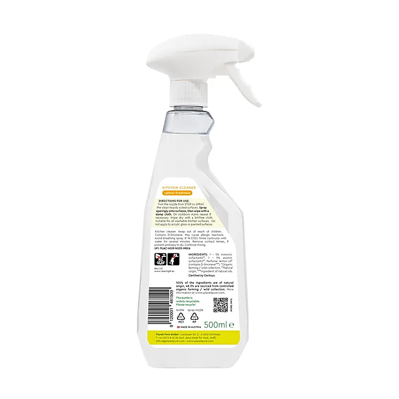 Bio Planet Pure-Οργανικό Καθαριστικό σε σπρέι για λιπαρές επιφάνειες - Fresh Lemon-500ml - mykarma.gr