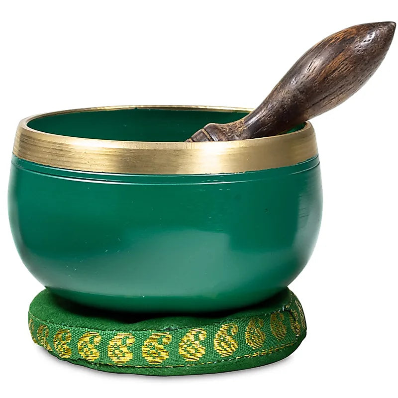 Σετ μουσικό μεταλλικό Singing Bowl 4o Chakra Heart Anahata με ραβδί & μαξιλάρι δώρο-πράσινο Διαστάσεις: 7,6 εκ Βάρος: 230 γρ - mykarma.gr