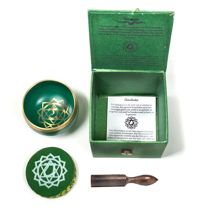 Σετ μουσικό μεταλλικό Singing Bowl 4o Chakra Heart Anahata με ραβδί & μαξιλάρι δώρο-πράσινο Διαστάσεις: 7,6 εκ Βάρος: 230 γρ - mykarma.gr
