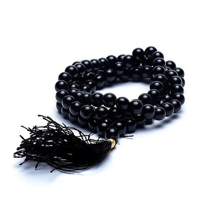Mala Μαύρος Όνυχας (Black Onyx) - ποιότητα AA - 108 χάντρες των 0,6 cm - mykarma.gr