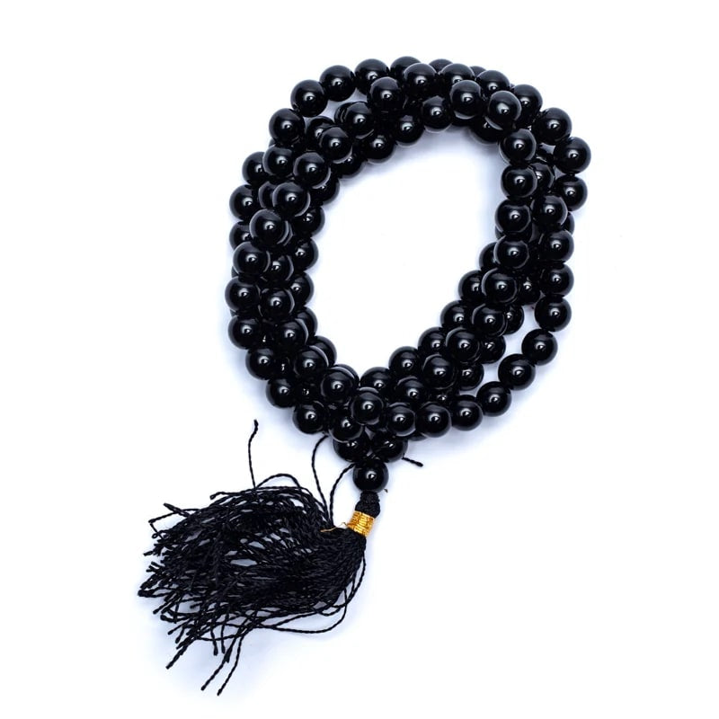 Mala Μαύρος Όνυχας (Black Onyx) - ποιότητα AA - 108 χάντρες των 0,6 cm - mykarma.gr