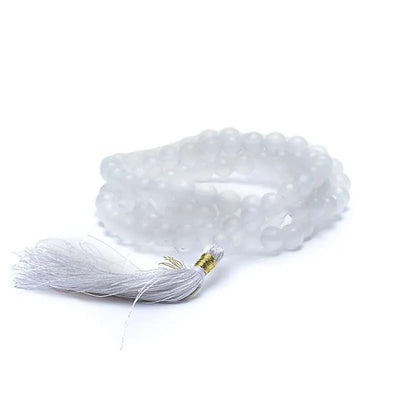 Mala White Agate - Λευκός Αχάτης 108 χάντρες Διαστάσεις: 0,8 cm - mykarma.gr