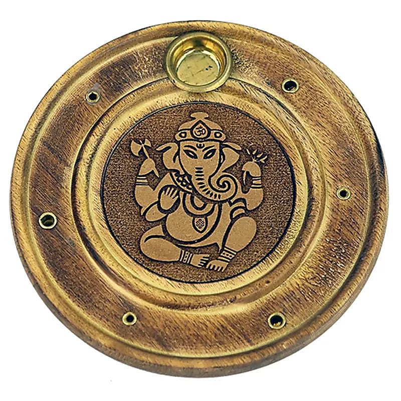 Βάση για Στικ & Κώνους με χαραγμένο Ganesh Διαστάσεις: 10 εκ Υλικό: ξύλο μάνγκο - mykarma.gr