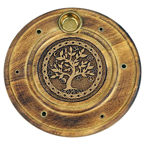Βάση για Στικ & Κώνους με χαραγμένο «Tree of Life» (Δέντρο της Ζωής)  Διαστάσεις: 10 εκ Υλικό: ξύλο μάνγκο