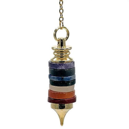Εκκρεμές (Pendulum) με ημιπολύτιμους λίθους των 7 Chakra  Διαστάσεις: 4,5 × 1 cm Βάρος: 14 g - mykarma.gr