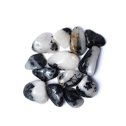Φυσικό ορυκτό πέτρωμα - Μαύρη Τουρμαλίνη με Λευκό Χαλαζία (Tourmaline Quartz) γυαλισμένες πέτρες.Βάρος: 200 gr Διαστάσεις: 3-4 εκ
