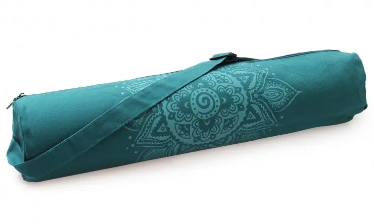 Yogistar - Τσάντα για στρώμα γιόγκα 'Basic' zip cotton - Spiral Mandala Petrol - 65 cm - mykarma.gr