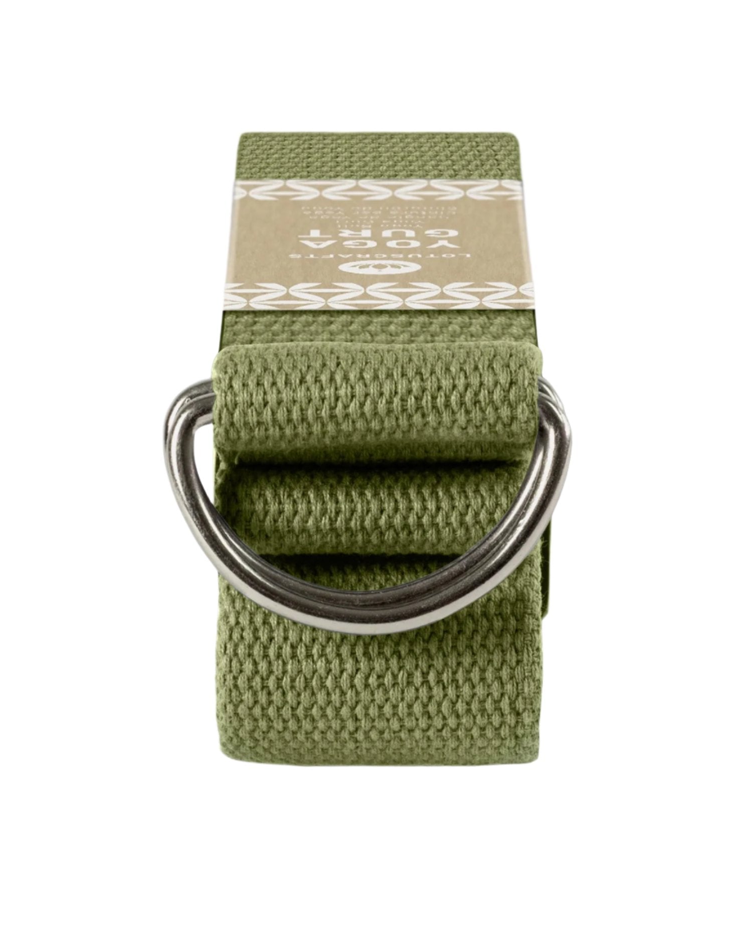 Lotuscrafts Ιμάντας γιόγκα D-Ring - oil green - BIO βαμβάκι 250x3,8 εκ - mykarma.gr