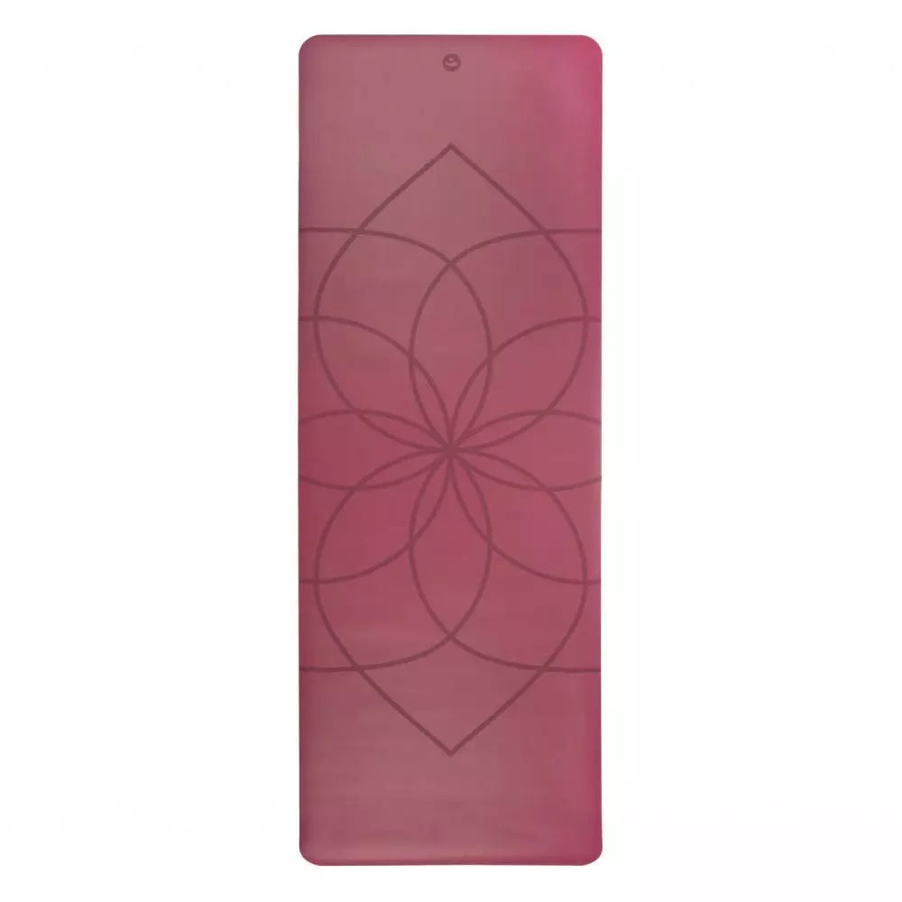 Bodhi - Στρώμα Yoga από φυσικό καουτσούκ & PU με Living Flower - berry   185 x 66 cm  4 mm  2,5 kg - mykarma.gr