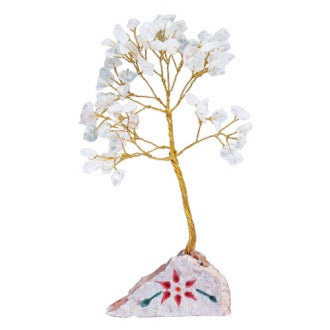 Δέντρο της Ζωής για Τύχη & Αφθονία με 80 Ημιπολύτιμους λίθους Λευκό Χαλαζία (Rock Crystal) Υψος 17 cm