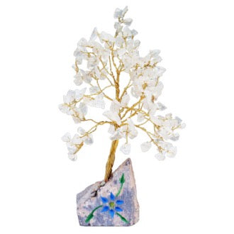 Δέντρο της Ζωής για Τύχη & Αφθονία με 160 Ημιπολύτιμους λίθους Λευκό Χαλαζία (Rock Crystal) Υψος 20 cm