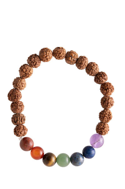 Βραχιόλι Ισορροπίας 7 Chakra-Rudraksha με 7 ημιπολύτιμους λίθους- ελαστικό Διαστάσεις: 0,7 cm - mykarma.gr