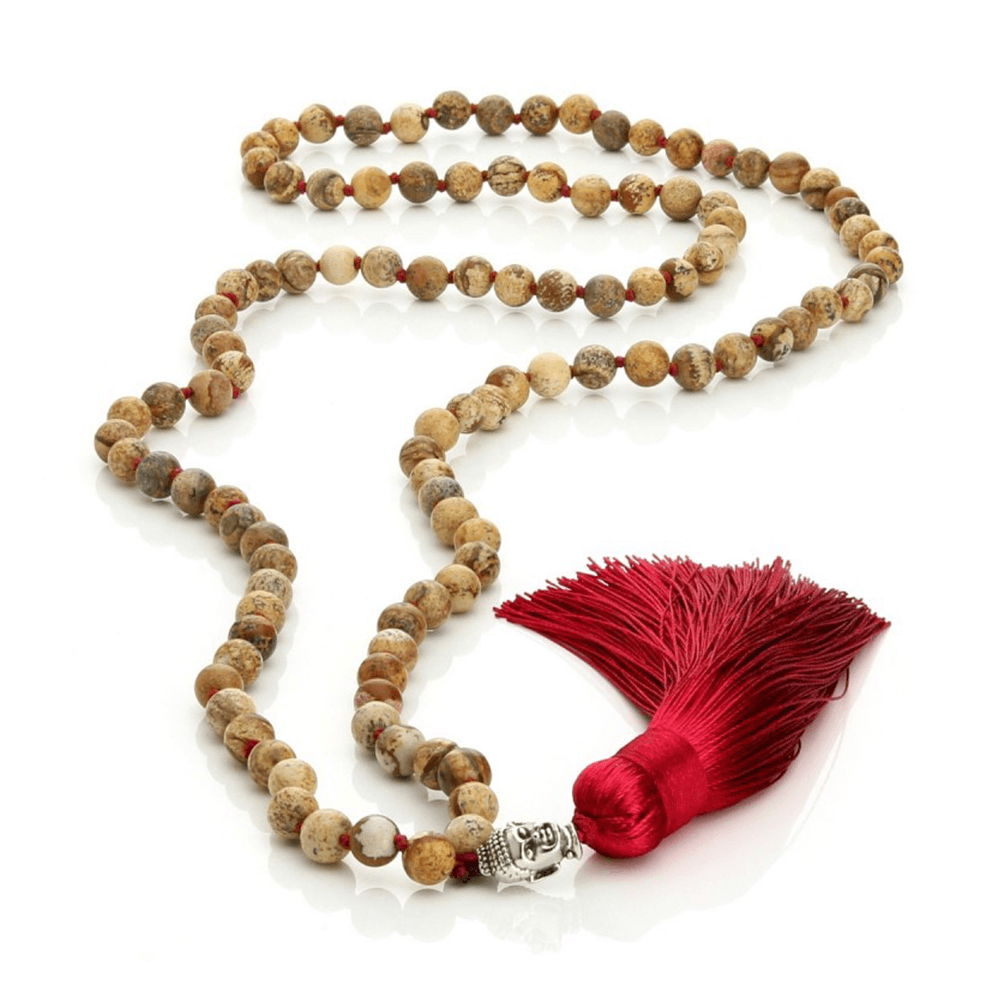 Japa Mala Ίασπις με Χάντρες και Κόμπους 6mm - mykarma.gr