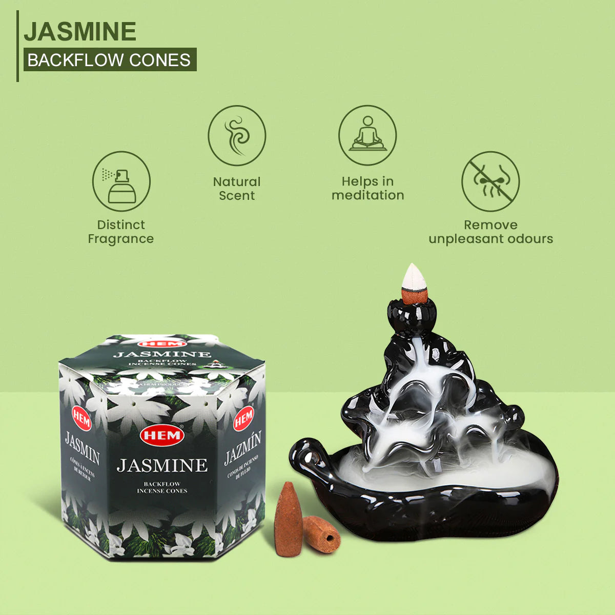 HEM backflow Κώνοι – Άρωμα Γιασεμιού Jasmine – 40 Κώνοι          Ask ChatGPT - mykarma.gr