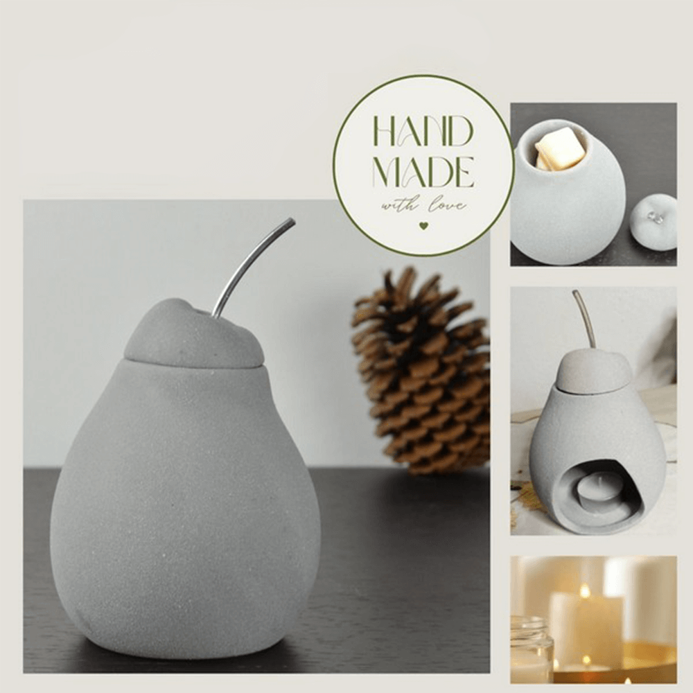 Oil Burner - Αρωματική Λάμπα-Καυστήρας «Αχλάδι» - τσιμέντο Διαστάσεις : 10 x 9.5 x 12 εκ - mykarma.gr