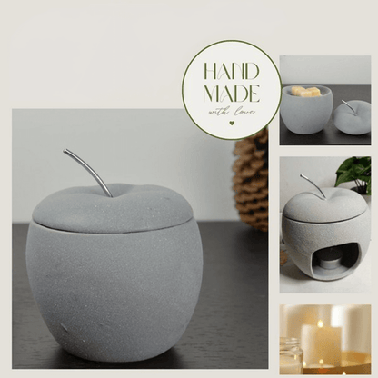 Oil Burner - Αρωματική Λάμπα-Καυστήρας «Μήλο» - τσιμέντο Διαστάσεις : 11 x 11 x 10.5 εκ - mykarma.gr