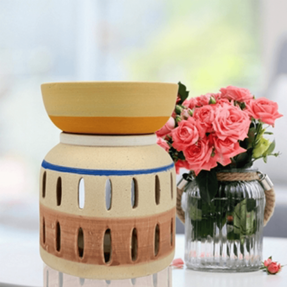 Oil Burner Κεραμικός Καυστήρας «Vaso» Διαστάσεις : 8.5 x 8.5 x 12.5 εκ - mykarma.gr