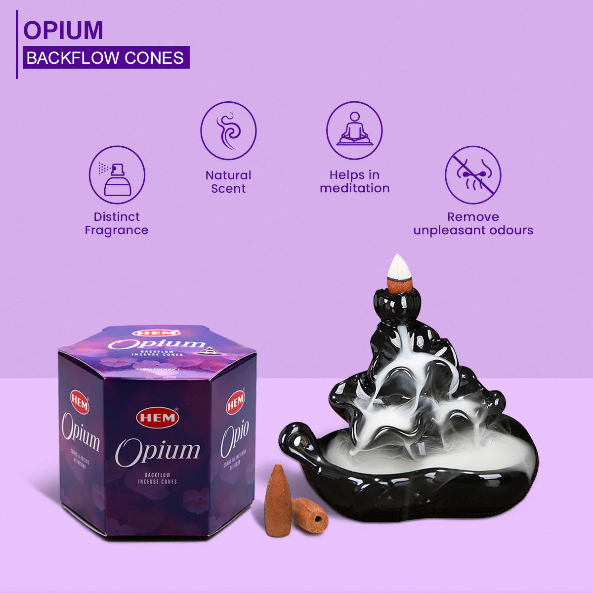 HEM backflow Κώνοι – Άρωμα Οπίου Opium – 40 Κώνοι - mykarma.gr