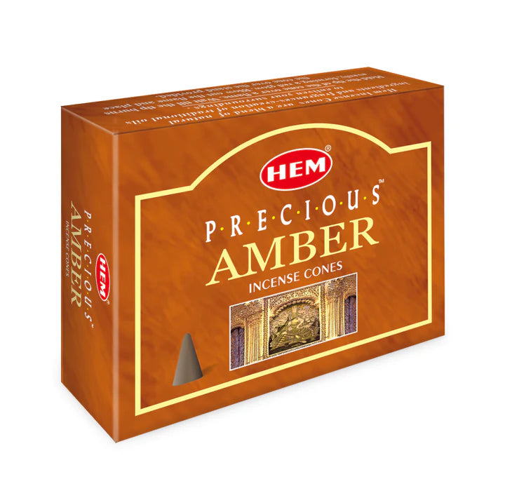 HEM Αρωματικοί Κώνοι – Άρωμα Κεχριμπαριού Precious Amber – 10 Κώνοι - mykarma.gr