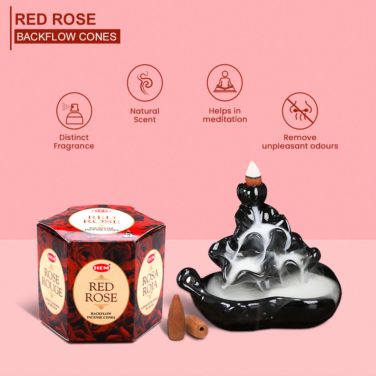 HEM backflow Κώνοι – Άρωμα Κόκκινου Τριαντάφυλλου Red Rose – 40 Κώνοι          Ask ChatGPT - mykarma.gr