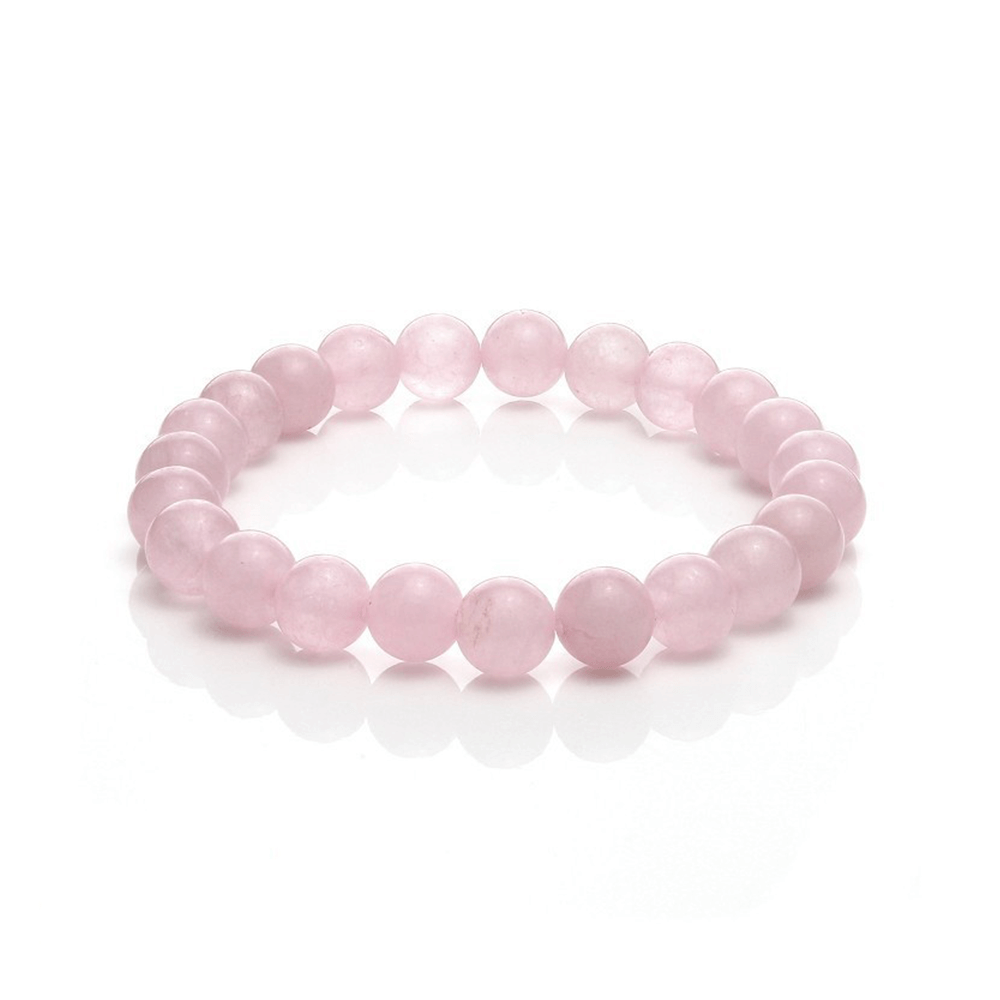 Βραχιόλι Από Ροζ Χαλαζία (Rose Quartz) Με Χάντρες 8mm - mykarma.gr