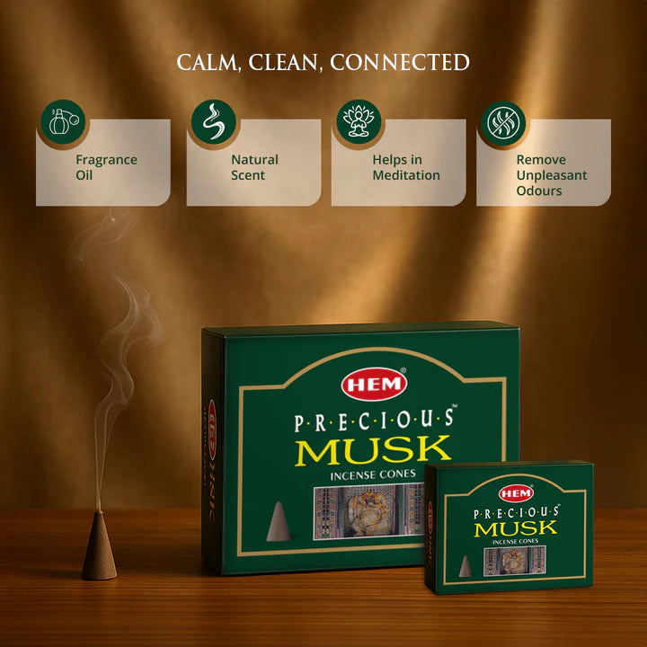 HEM Αρωματικοί Κώνοι – Άρωμα Μόσχου Precious Musk – 10 Τεμάχια - mykarma.gr