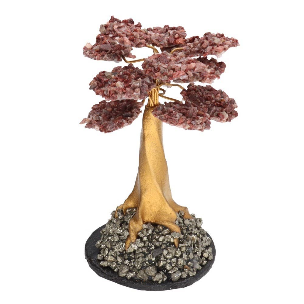 «Δέντρο της Ζωής» για Τύχη & Αφθονία με Ημιπολύτιμους λίθους Κόκκινο Ίασπι (Red Jasper) σε Βάση από Πυριτη (Pyrite) Διαστάσεις: ~4,5 × 7 cm Βάρος: ~40 g