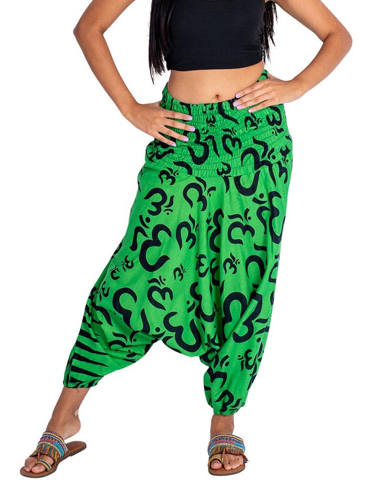 Om Green Afghan Pants: with Om symbol - MPA50106 - mykarma.gr
