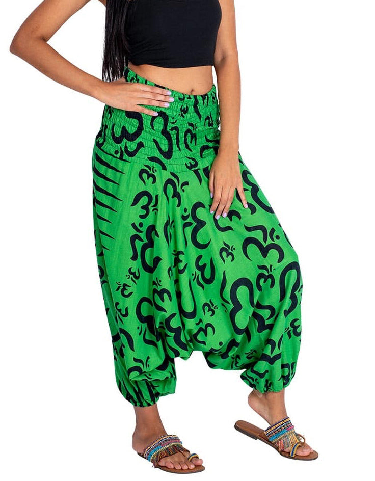 Om Green Afghan Pants: with Om symbol - MPA50106 - mykarma.gr