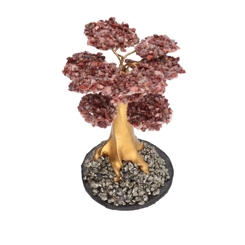 «Δέντρο της Ζωής» για Τύχη & Αφθονία με Ημιπολύτιμους λίθους Κόκκινο Ίασπι (Red Jasper) σε Βάση από Πυριτη (Pyrite) Διαστάσεις: ~4,5 × 7 cm Βάρος: ~40 g