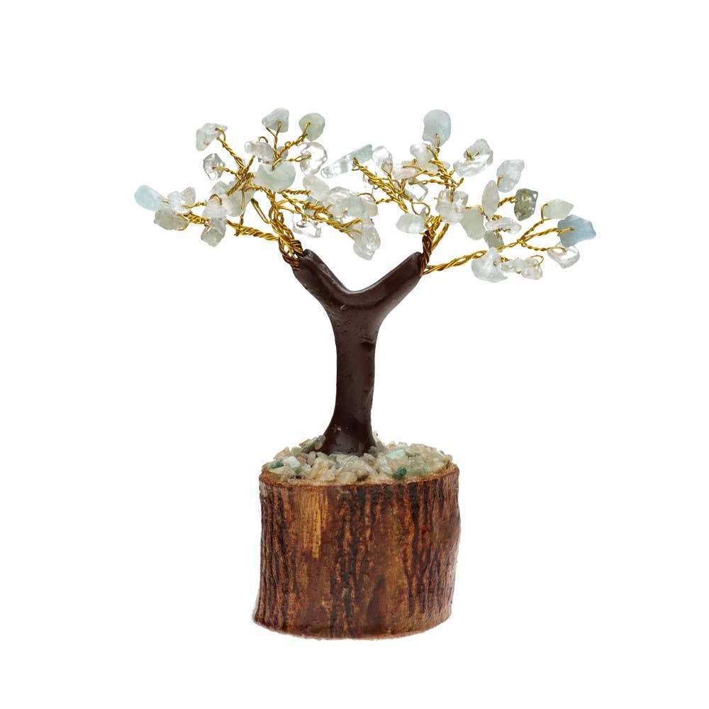 «Δέντρο της Ζωής» για Τύχη & Αφθονία με Ημιπολύτιμους λίθους Ακουαμαρίνη (Aquamarine) Υψος ±11 cm