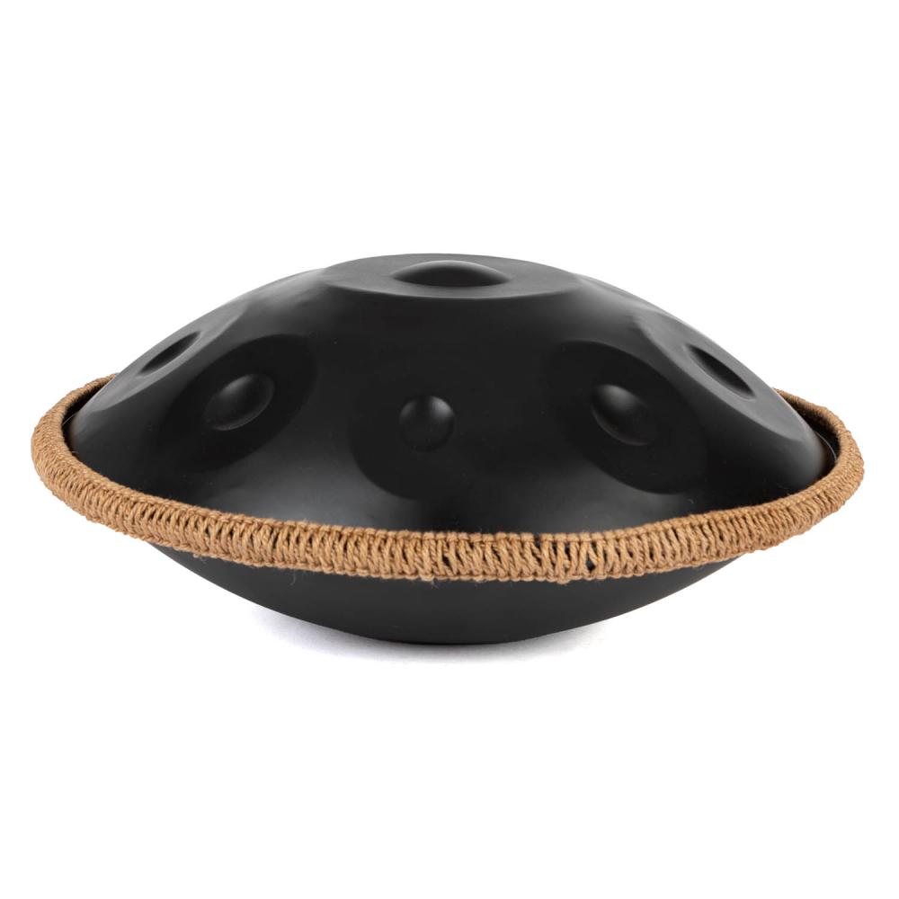 Μαύρο handpan 9 νοτών σε Ρε ελάσσονα με προστατευτικό περιμετρικό κάλυμμα