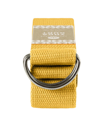Lotuscrafts Ιμάντας γιόγκα D-Ring - safran yellow - BIO βαμβάκι 250x3,8 εκ - mykarma.gr