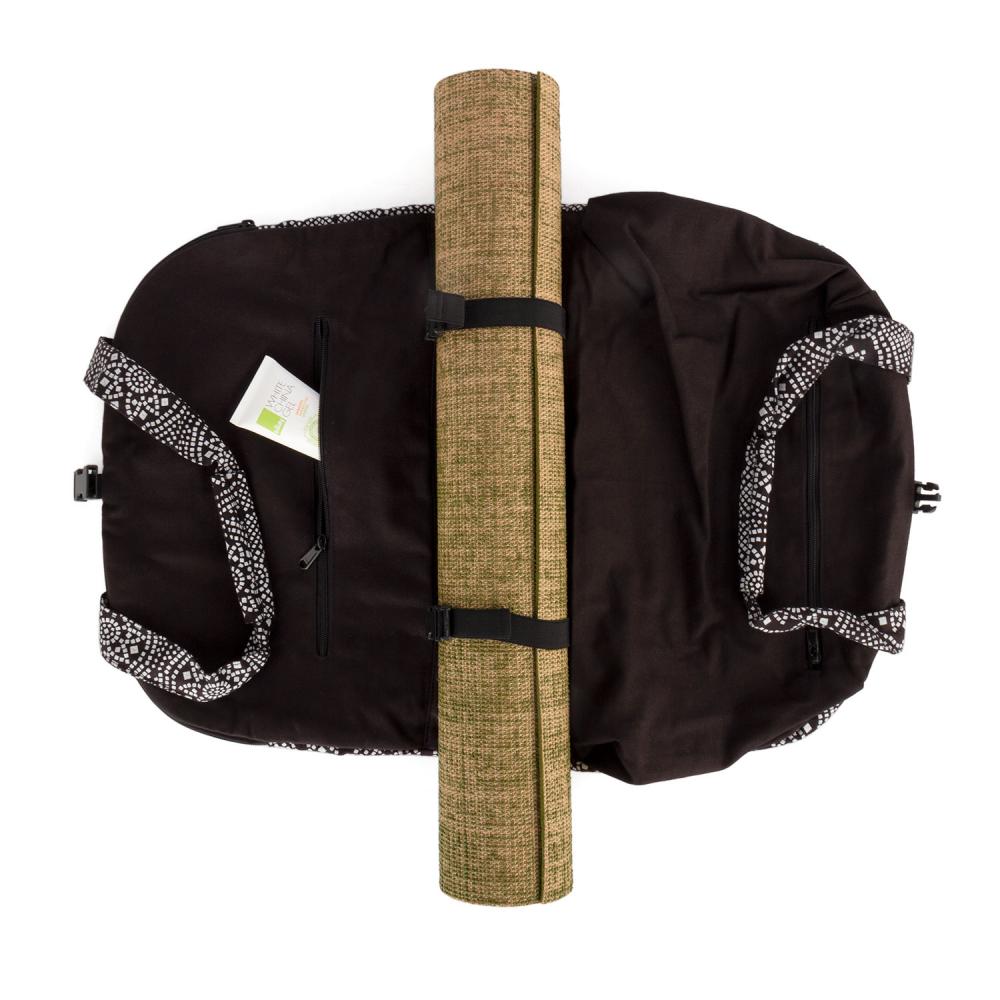 Bodhi Yoga Mat Bag Namaste Maharaja - Πολυλειτουργική Τσάντα Μεταφοράς για στρώμα - βαμβάκι - Black/White - mykarma.gr