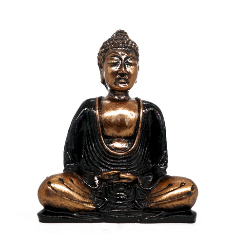 Άγαλμα καθηστός Βούδας-χρυσό με μαύρο.Διαστάσεις: 15x12x7 εκ