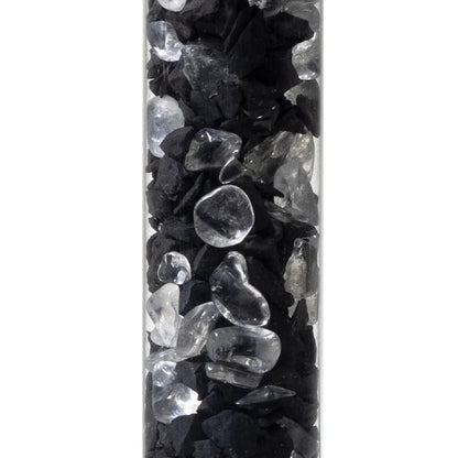 Ραβδι με Ημιπολύτιμος Λίθους (Gemstone) - ενεργοποίηση & καθαρισμό νερού Σουγκίτης με Λευκό Χαλαζία (Shungite/Rock Crystal) Διαστάσεις: 24 εκ - mykarma.gr