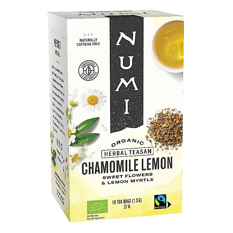 Organic Numi Chamomile Lemon Tea - 18 x 1,5 g  ΣΑΚΟΥΛΑΚΙΑ Τσάι με Χαμομήλι & Λεμόνι - χωρίς καφεΐνη - mykarma.gr