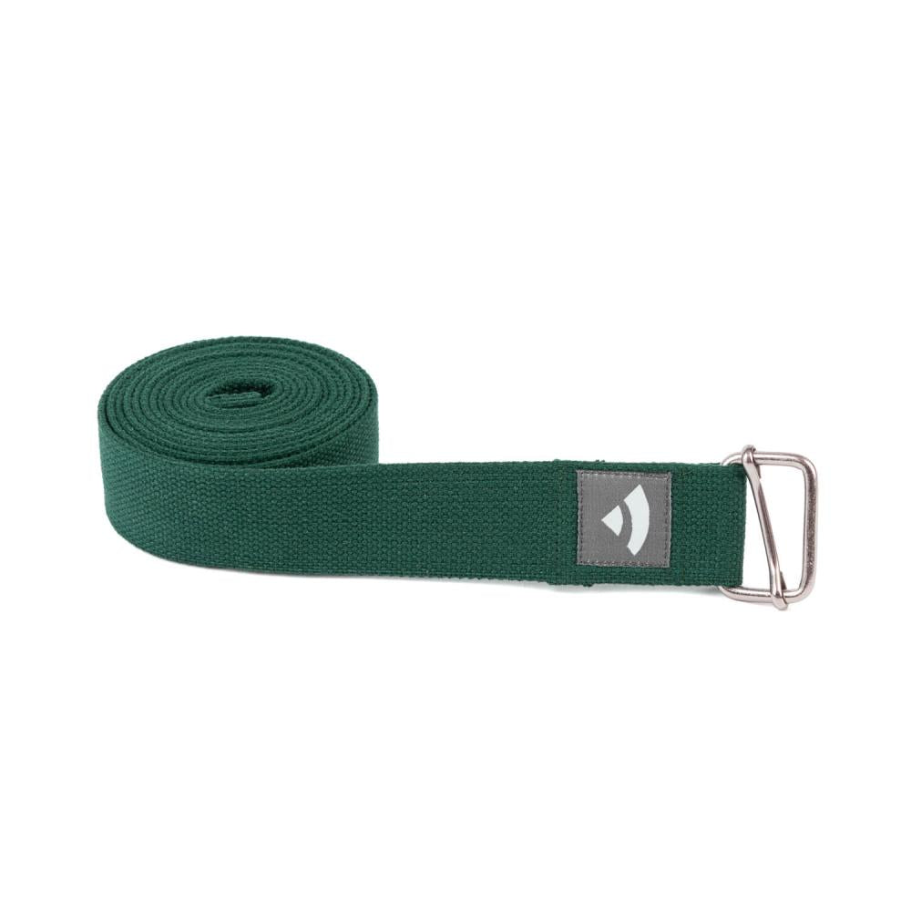Asana Yoga Belt - Ιμάντας Γιόγκα με μεταλλική συρόμενη αγκράφα - βαμβάκι - deep green Διαστάσεις: 2,5 m x 3,8 cm - mykarma.gr