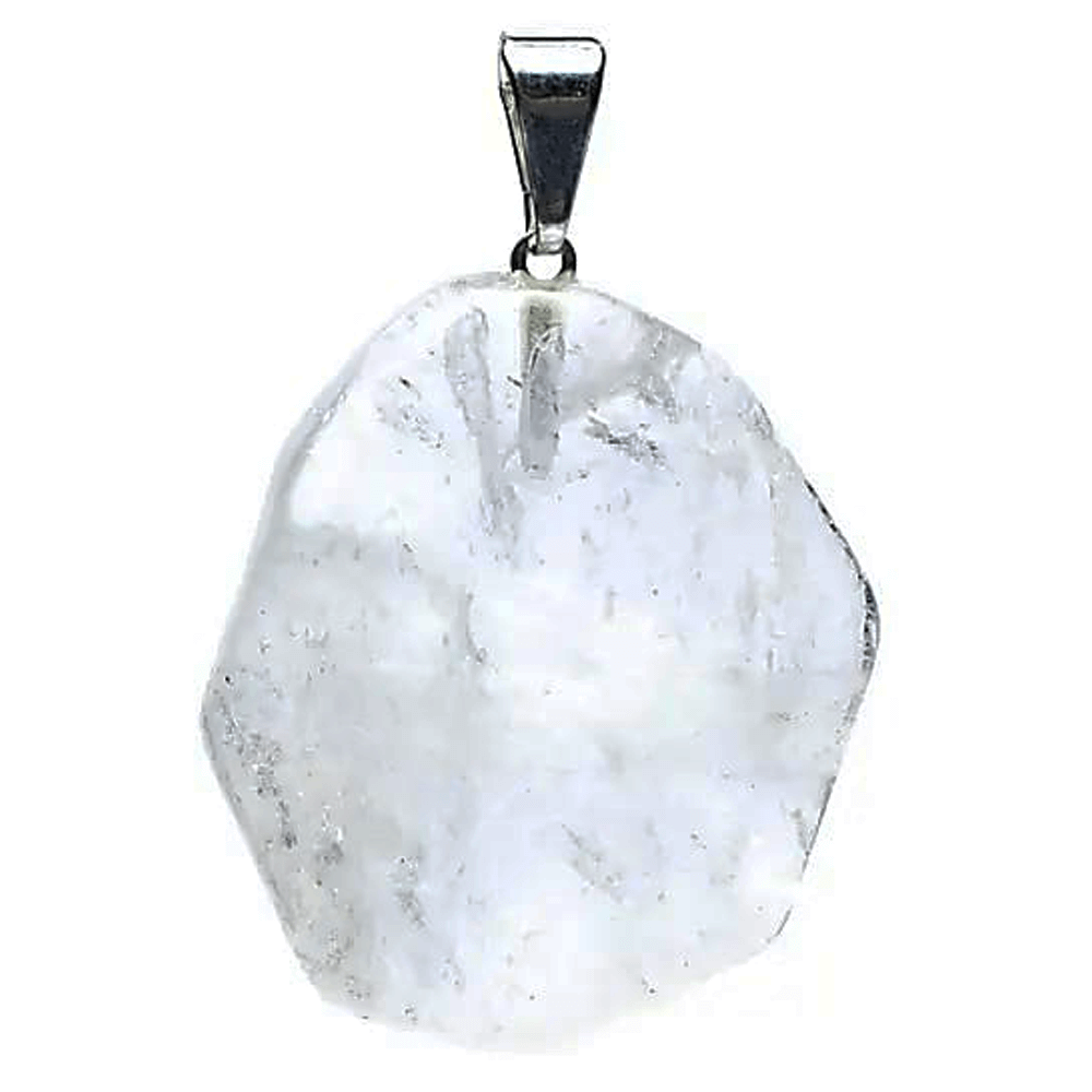 Κρεμαστό μενταγιόν από Λευκό Χαλαζία (White Quartz) σε ακανόνιστο σχήμα Διαστάσεις: ±3 cm - mykarma.gr