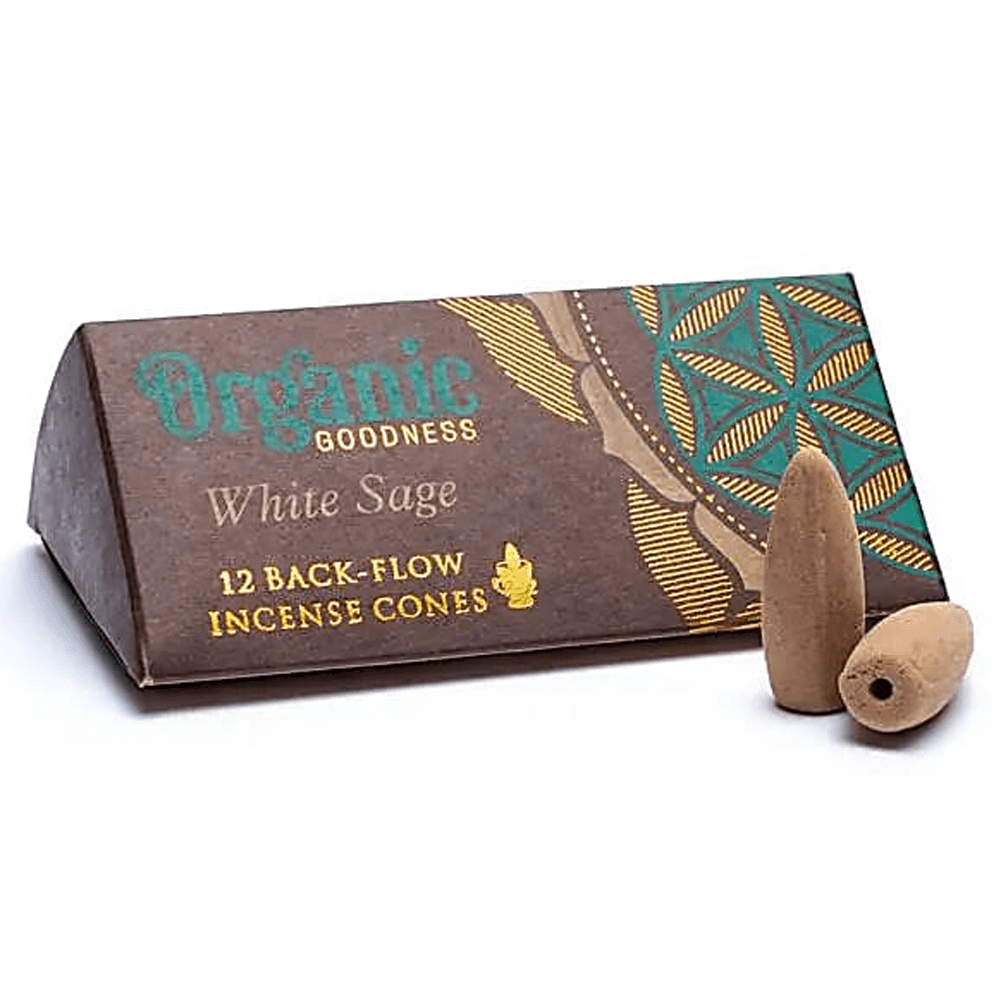 Organic Goodness Οικολογικοί Κώνοι θυμιάματος αναστροφής ροής Backflow- White Sage. Βάρος: 24 g.Περιεχει 12 κώνους - mykarma.gr