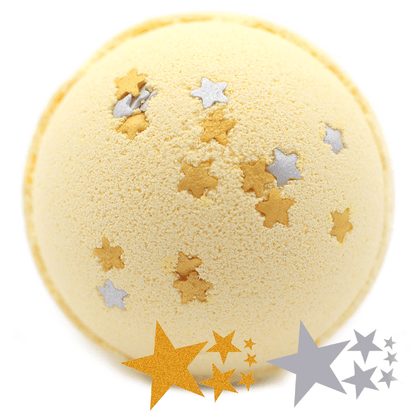 Bath Bomb μπάνιου διακοσμημένο με αστεράκια - αμυγδαλωτό άρωμα (Marzipan) Διάμετρος: 7,5 cm - mykarma.gr