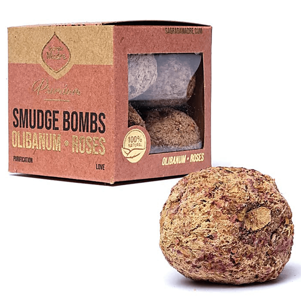 Θυμίαμα Sagrada Madre Premium Smudge Bombs με Λιβάνι & Τριαντάφυλλο (Olibanum & Roses) 8τμχ - mykarma.gr