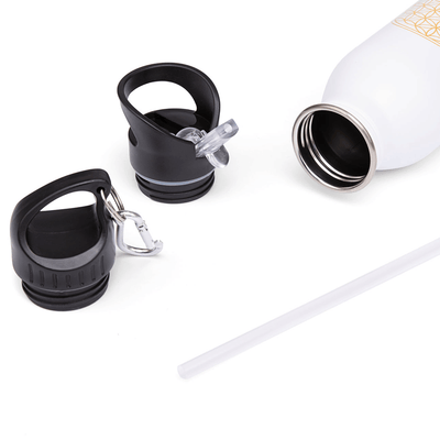 STAINLESS STEEL Flask - Μπουκάλι Νερού Γιόγκα από Ανοξείδωτο Χάλυβα - Flower of Life - Petrol 700ml - mykarma.gr