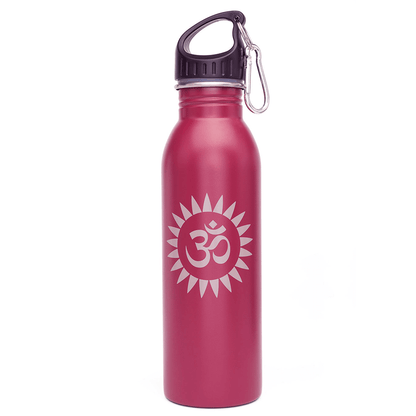 STAINLESS STEEL Flask - Μπουκάλι Νερού Γιόγκα από Ανοξείδωτο Χάλυβα - OM Sun - Burgundy 700ml - mykarma.gr
